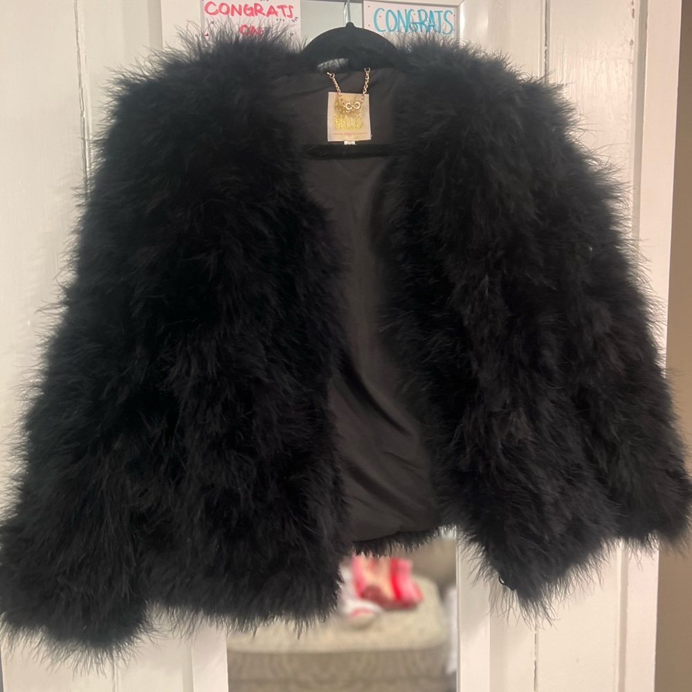 Black feather Women's Jacket - Luxe Short Coat